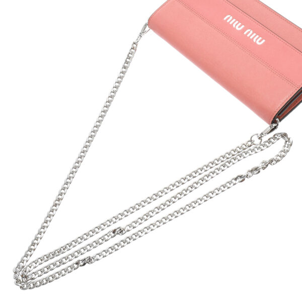 ik 00 0449668 02 Miu Miu Chain Wallet Calf Leather Pink