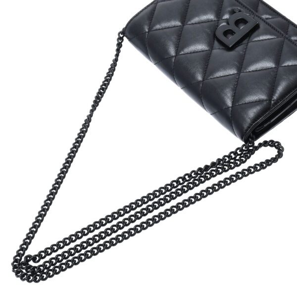 ik 00 0449686 02 Balenciaga Chain Wallet Shoulder Bag Calfskin Black