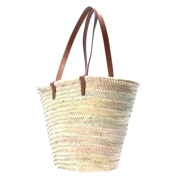 ik 00 0451056 01 Celine Large Triomphe Basket Tote Bag Raffia Calf Tan