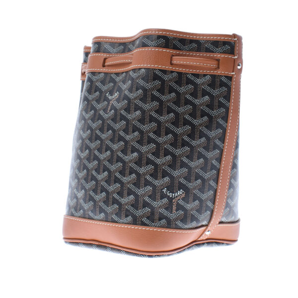 ik 00 0451069 2 Goyard Petit Flotte PM Herringbone Shoulder Bag Calf Brown