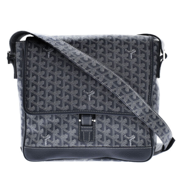 ik 00 0451070 00 Goyard Granblue Herringbone Shoulder Bag Calf Gray