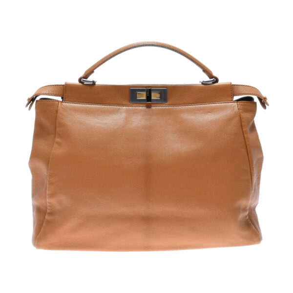 ik 00 0451299 1 Fendi Peekaboo Handbag Zucca Pattern Calf Brown