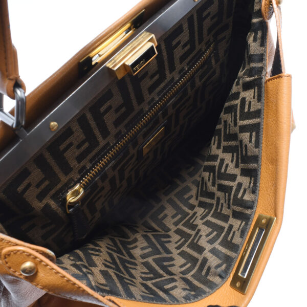 ik 00 0451299 14 Fendi Peekaboo Handbag Zucca Pattern Calf Brown