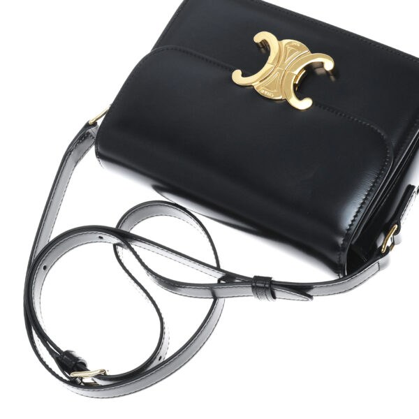 ik 00 0453388 02 Celine Teen Triomphe Shoulder Bag Shiny Calf Black