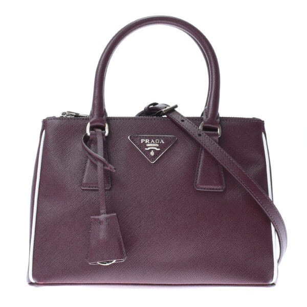 ik 00 0453409 00 Prada Galleria 2Way Handbag Saffiano Leather Bordeaux