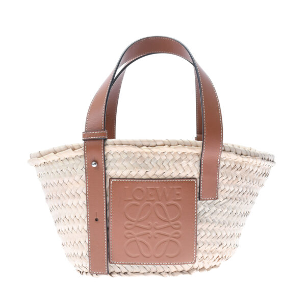 ik 00 0455216 1 Loewe Basket Bag Small Handbag Raffia Calf Natural Tan