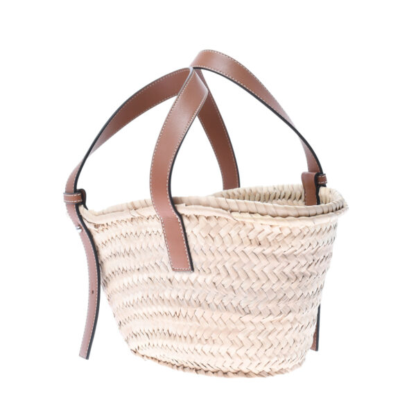 ik 00 0455216 2 Loewe Basket Bag Small Handbag Raffia Calf Natural Tan