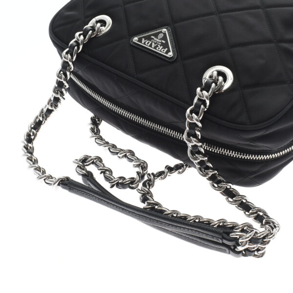 ik 00 0455223 3 Prada Chain Shoulder Bag Nylon Black