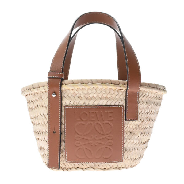 ik 00 0460827 1 Loewe Basket Bag Small Handbag Raffia Calf Natural Tan