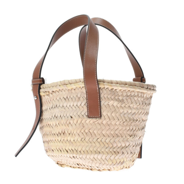 ik 00 0460827 2 Loewe Basket Bag Small Handbag Raffia Calf Natural Tan