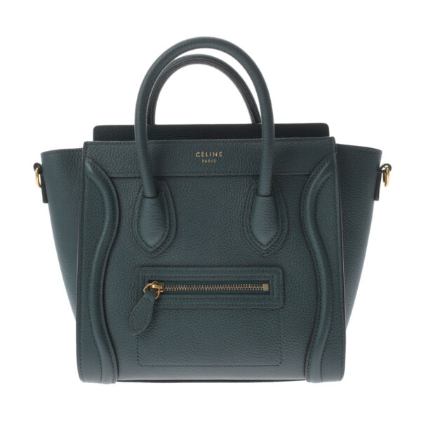 ik 00 0462768 1 Celine Luggage Nano Shopper Handbag Calf Green Antique