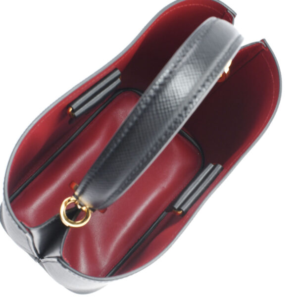 ik 00 0492806 11 Prada Pannier 2Way Handbag Saffiano Leather Black Red