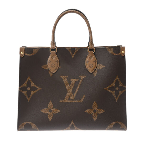 ik 00 0546893 2 Louis Vuitton Giant Reverse On the Go MM 2WAY Tote Bag Brown