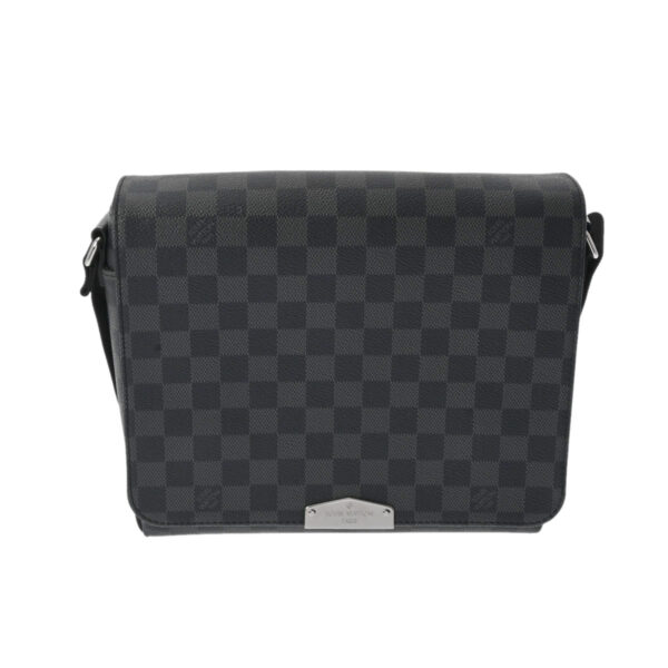 ik 00 0546896 2 Louis Vuitton Damier District PM Shoulder Bag Gray Black