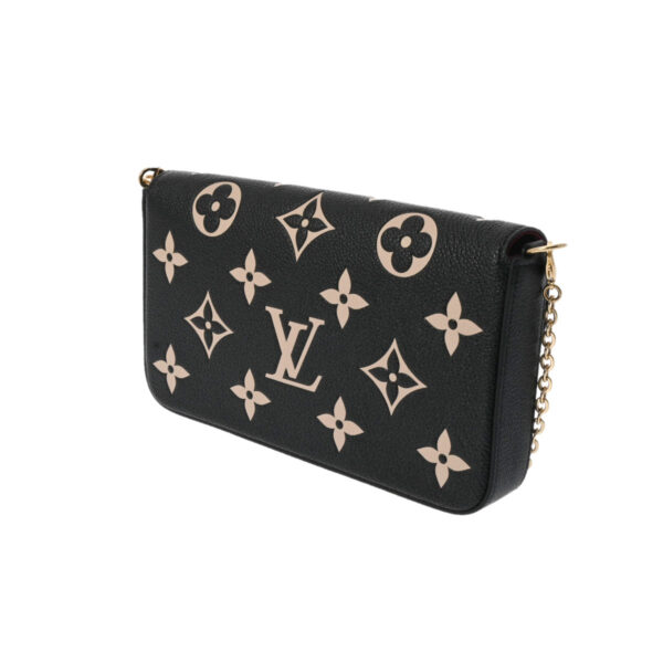 ik 00 0546898 3 Louis Vuitton Monogram Empreinte Bicolor Pochette Félicie Clutch Black Beige