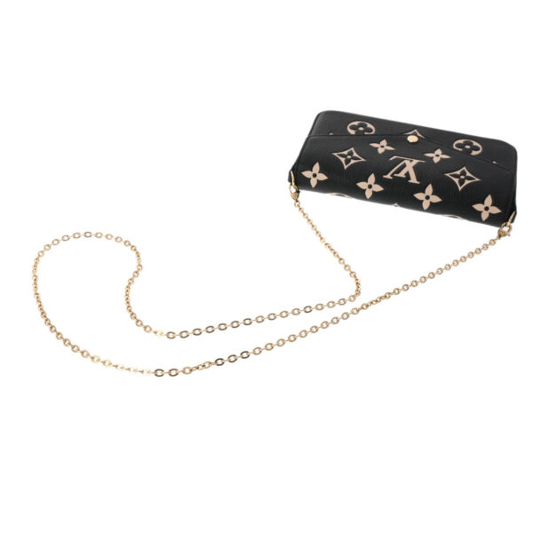 ik 00 0546898 4 Louis Vuitton Monogram Empreinte Bicolor Pochette Félicie Clutch Black Beige