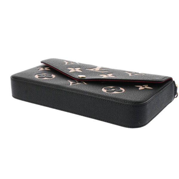 ik 00 0546898 5 Louis Vuitton Monogram Empreinte Bicolor Pochette Félicie Clutch Black Beige