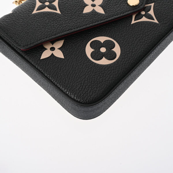 ik 00 0546898 6 Louis Vuitton Monogram Empreinte Bicolor Pochette Félicie Clutch Black Beige