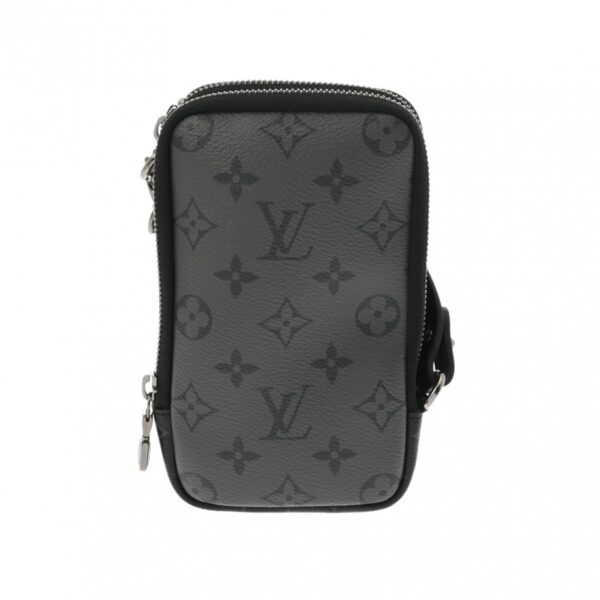 ik 00 0613085 2 Louis Vuitton Monogram Eclipse Double Phone Wallet Black Gray