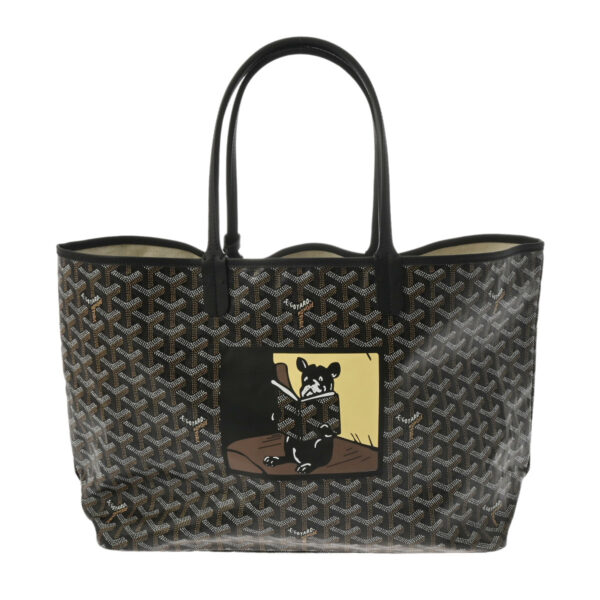 ik 00 0613086 2 Goyard Saint Louis PM Dog Tote Bag Calf Black