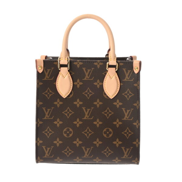 ik 00 0613820 2 Louis Vuitton Monogram Sac Plat BB 2WAY Tote Bag Brown