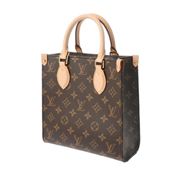 ik 00 0613820 3 Louis Vuitton Monogram Sac Plat BB 2WAY Tote Bag Brown