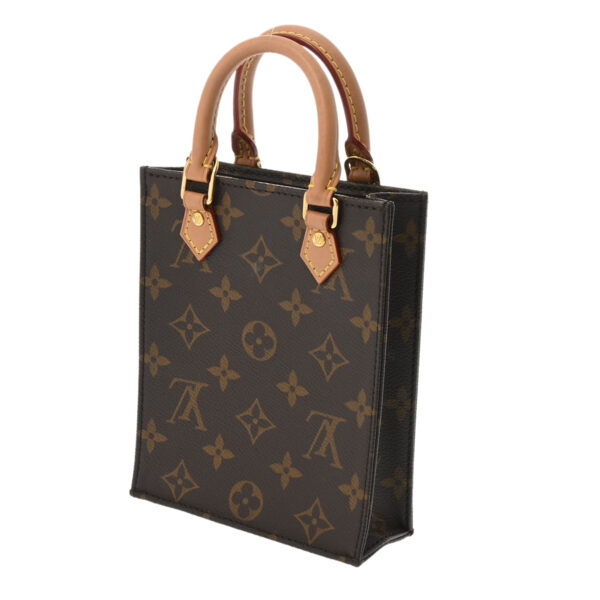 ik 00 0614501 3 Louis Vuitton Monogram Petite Sac Plat 2WAY Handbag Brown