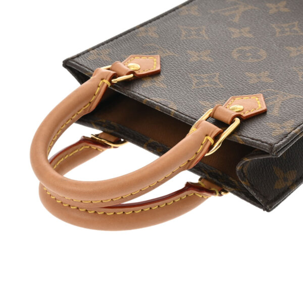 ik 00 0614501 4 Louis Vuitton Monogram Petite Sac Plat 2WAY Handbag Brown