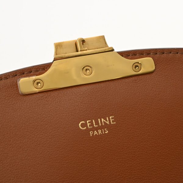 ik 00 0614731 12 Celine Teen Triomphe Shoulder Bag Triomphe Canvas Calf Tan