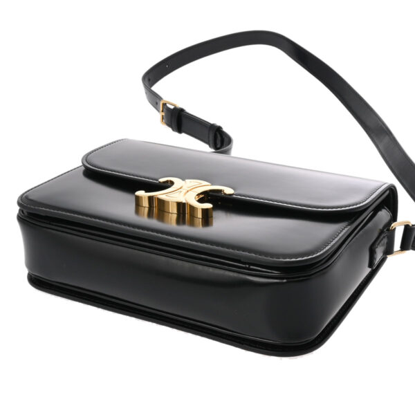 ik 00 0615510 7 Celine Classic Triomphe Shoulder Bag Shiny Calfskin Black