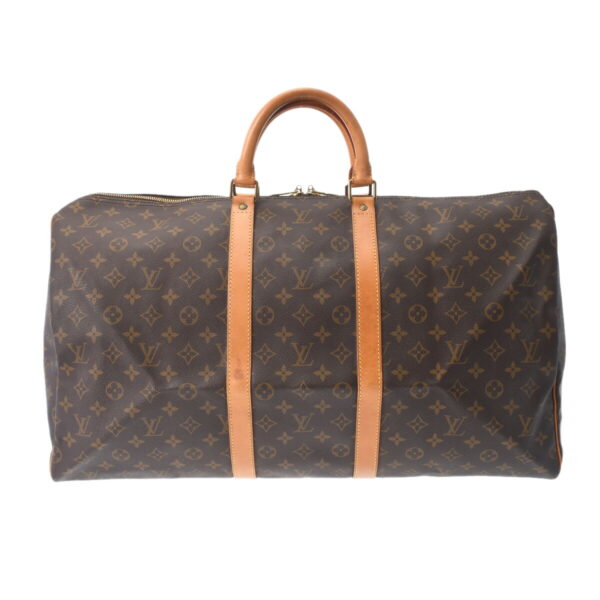 ik 00 0616361 2 Louis Vuitton Keepall 55 Bag Monogram Canvas Brown