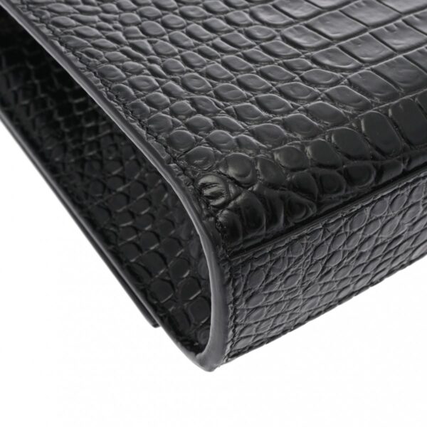 ik 00 0620583 8 Saint Laurent Kate Tassel Medium Shoulder Bag Croco Embossed Black