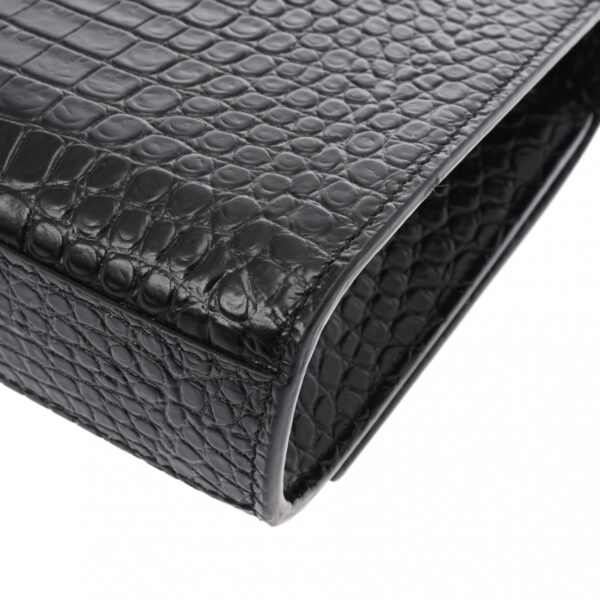 ik 00 0620583 9 Saint Laurent Kate Tassel Medium Shoulder Bag Croco Embossed Black