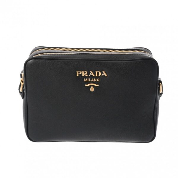 ik 00 0620601 2 Prada Leather Shoulder Bag Black