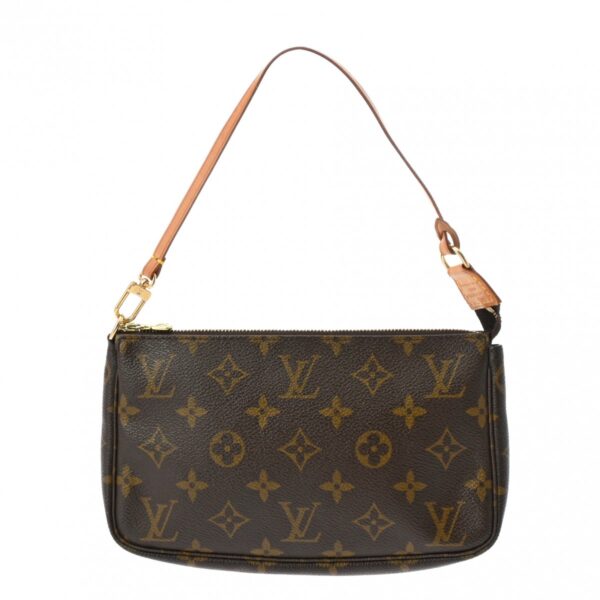 ik 00 0621617 2 Louis Vuitton Pochette Accessoire Pouch Monogram Canvas Nume Leather Brown