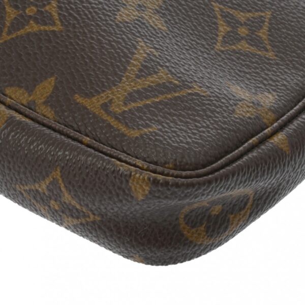 ik 00 0621617 8 Louis Vuitton Pochette Accessoire Pouch Monogram Canvas Nume Leather Brown