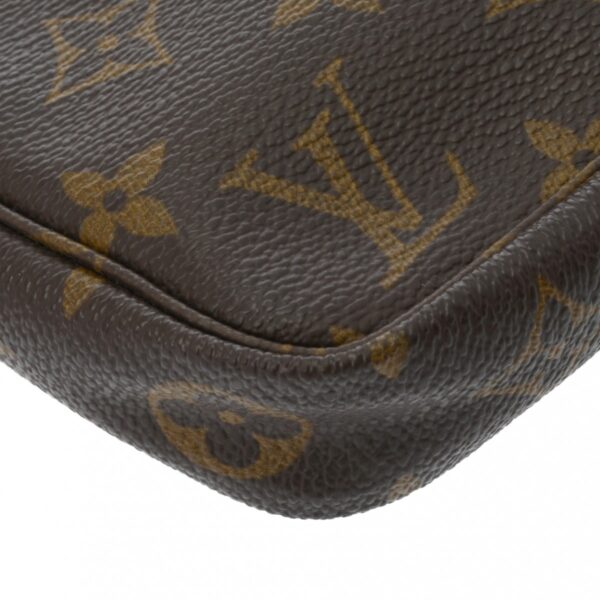 ik 00 0621617 9 Louis Vuitton Pochette Accessoire Pouch Monogram Canvas Nume Leather Brown