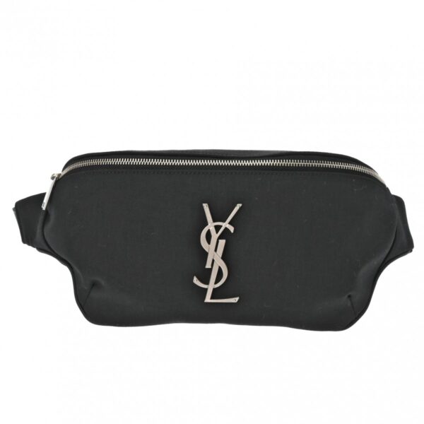 ik 00 0621639 2 Saint Laurent Classic Monogram Belt Bag Canvas Leather Black