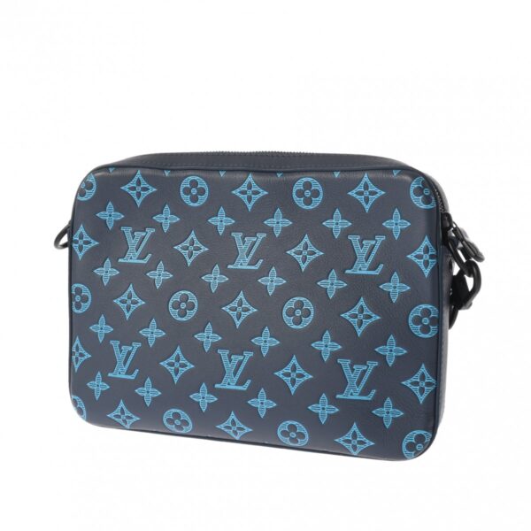 ik 00 0624391 3 Louis Vuitton Trio Messenger Bag Monogram Shadow Leather Navy