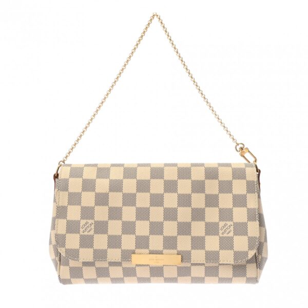 ik 00 0624462 2 Louis Vuitton Favorite MM 2Way Bag Damier Azur White