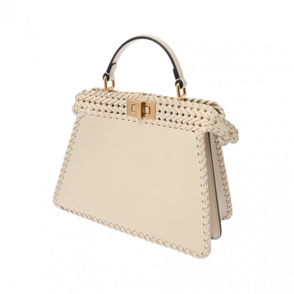 ik 00 0624998 3 Fendi Peekaboo ISeeU Small Braided Handbag Calf Leather White