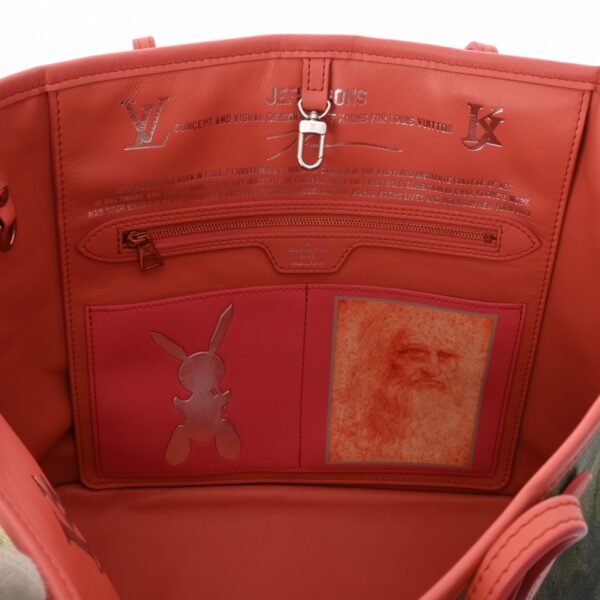 ik 00 0625296 12 Louis Vuitton Neverfull MM Masters Collection Tote Bag Leather DA VINCI Poppy Petal