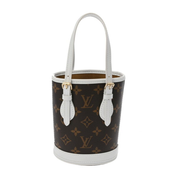 ik 00 0625319 2 Louis Vuitton Nano Bucket 2Way Bag Monogram Canvas White