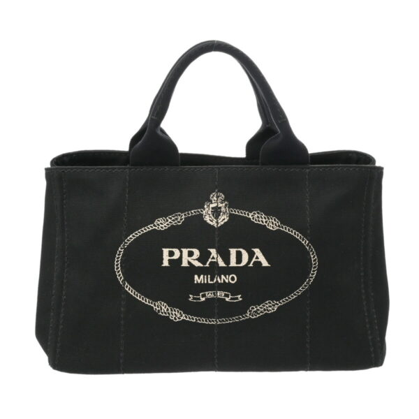 ik 00 0627076 2 Prada Canapa Tote 2Way Handbag Canvas Black