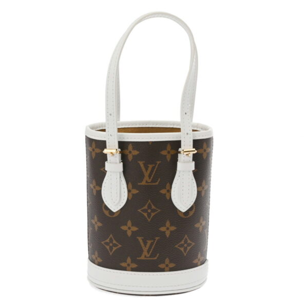 ik 00 0627204 2 Louis Vuitton Nano Bucket 2Way Bag Monogram Canvas White Brown