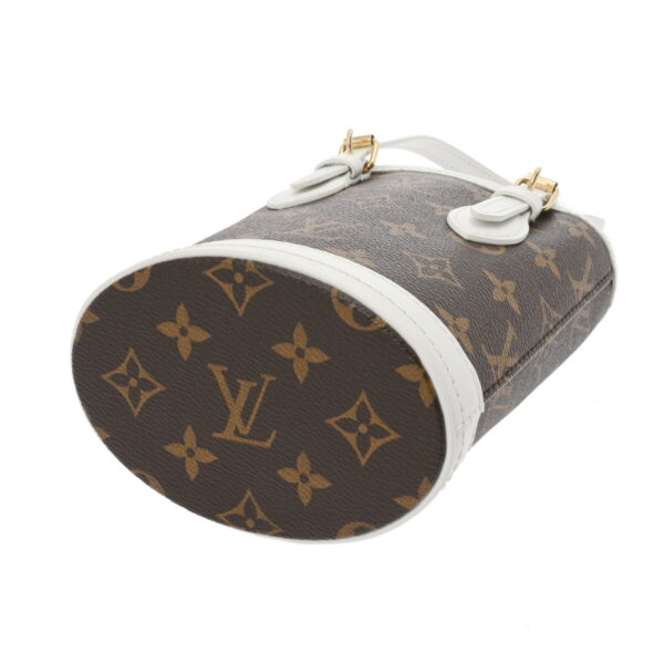 ik 00 0627204 6 Louis Vuitton Nano Bucket 2Way Bag Monogram Canvas White Brown