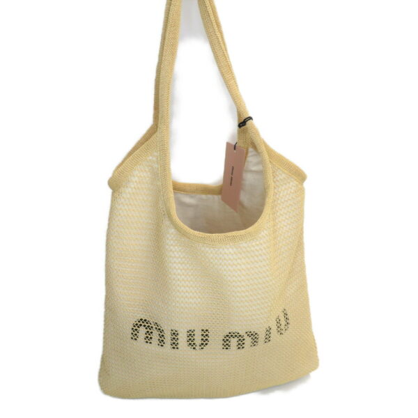 img 0854 Miu Miu Raffia Logo Tote Bag Beige