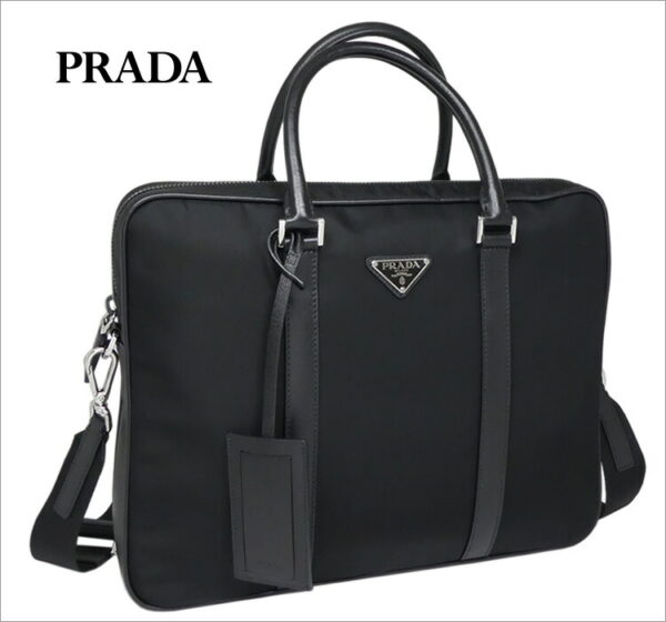 imgrc0070946976 Prada Briefcase Nylon Saffiano Black