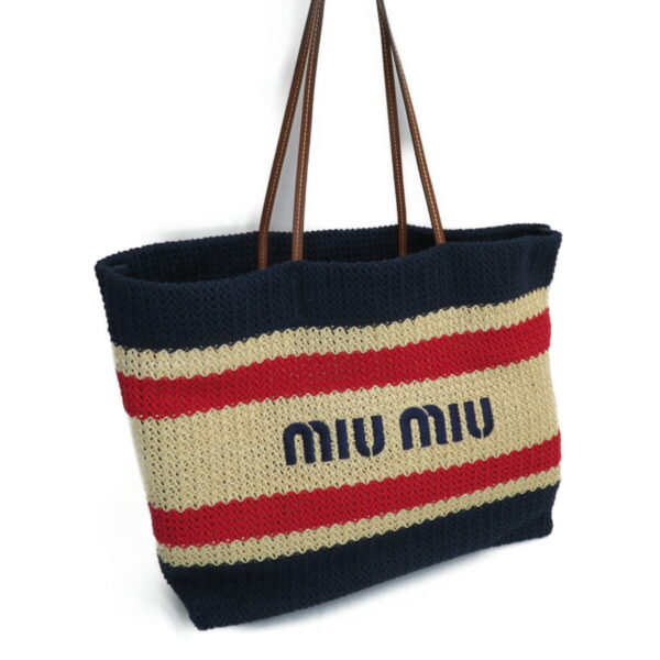 imgrc0079406464 Miu Miu Tessuto Stripes Tote Bag Naturale Blue