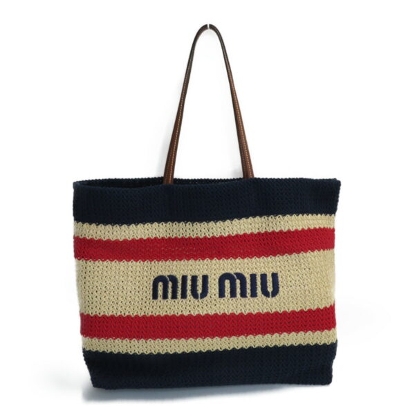 imgrc0079406465 Miu Miu Tessuto Stripes Tote Bag Naturale Blue